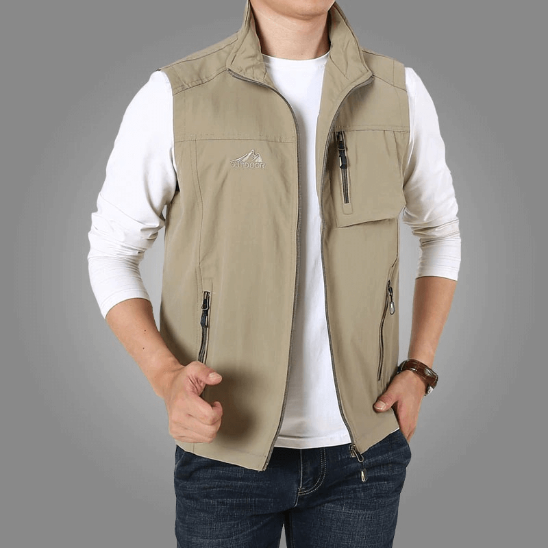 Men's casual stand collar zipper vest with pockets, perfect for travel and casual outfits, in versatile solid color – SF0297.